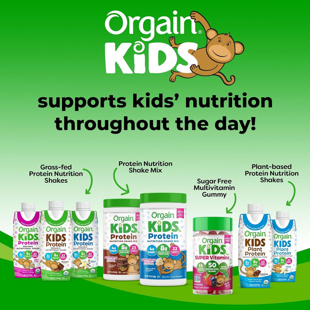 Orgain Organic Kids Nutritional Protein Shake, Strawberry - Kids Snacks with 8G Dairy Protein, 22 Vitamins & Minerals, Fruits & Vegetables, Gluten Free, Soy Free, Non GMO, 8.25 Fl Oz (Pack of 12)