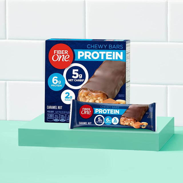 Fiber One Chewy Protein Bars, Caramel Nut, Protein Snacks, 10 Ct