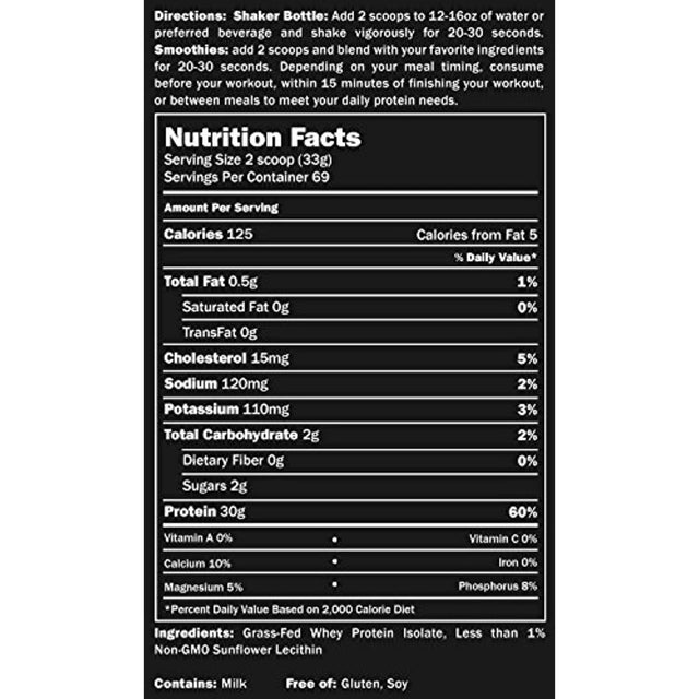 Grass Fed USA Whey Protein Isolate Powder I Native & Cold Processed I PROMIX 100% All Natural Undenatured I ­Best Optimum Standard Fitness Nutrition Shakes Energy Smoothie Bowls Unflavored 5Lb Bulk