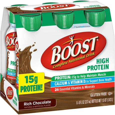 BOOST High Protein Complete Nutritional Drinks Rich Chocolate 8 Oz, 6 Ea (Pack of 3)