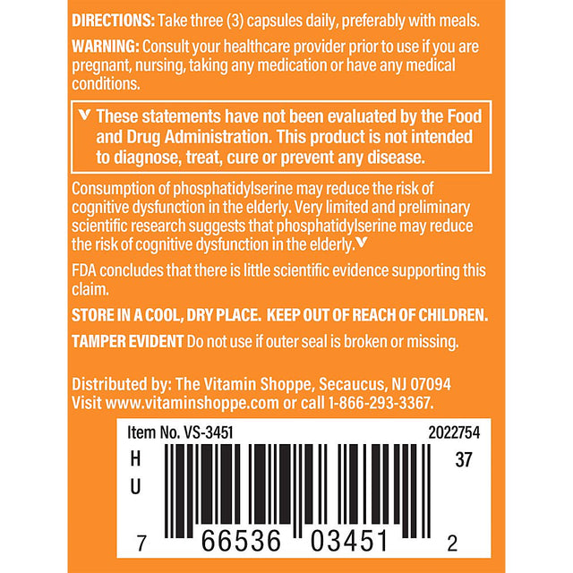 The Vitamin Shoppe Brain Sharp with Acetyl-L-Carnitine, Phosphatidylserine & B Vitamins for Memory, Focus, Energy Production (90 Capsules)