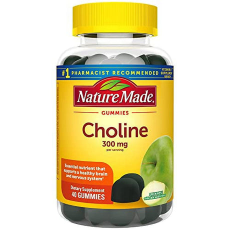 Nature Made Choline Supplements, Supports Liver Health, Nervous System Function and Brain Health, 40 Vegan Gummies, 20 Day Supply