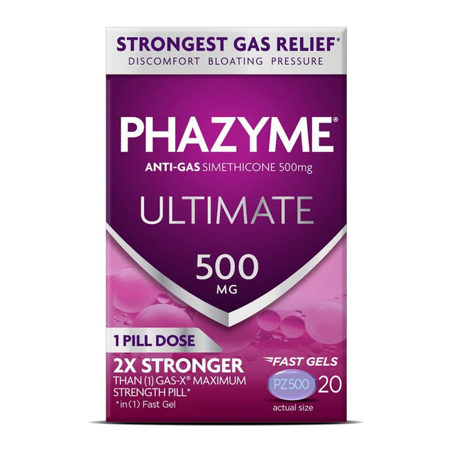 Phazyme Ultimate Gas & Bloating Relief, Works in Minutes, 20 Fast Gels