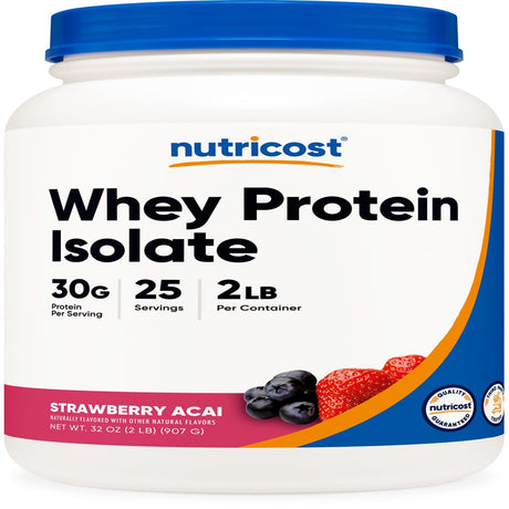 Nutricost Whey Protein Isolate Powder (Strawberry Acai, 2 Pounds)