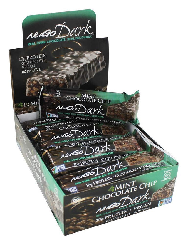 NUGO, Bar Box Dark Mint Chocolate Chip 12 Count, 1.76 Ounce