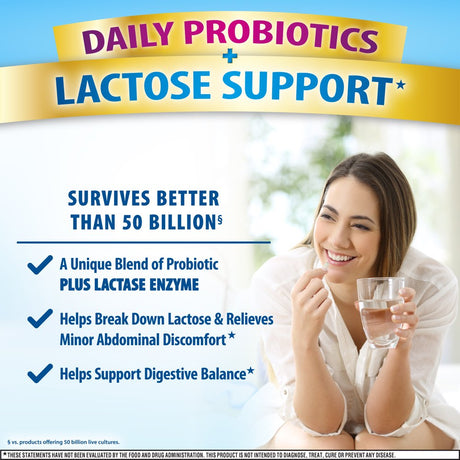 Digestive Advantage Lactose Defense Formula Probiotic, Digestive Enzyme Supplement - 96 Capsules