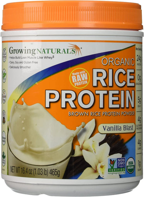 Growing Naturals Organic Raw Rice Protein - Vanilla Blast - 16.4 Oz