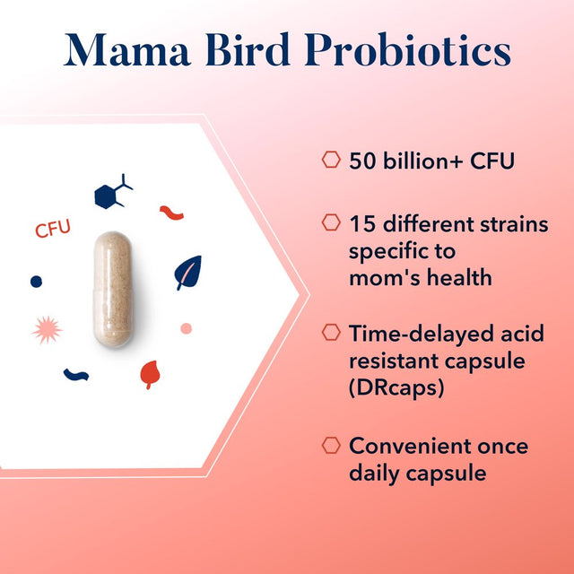 Best Nest Wellness Mama Bird Probiotics for Women, 50 Billion+ CFU, Delayed-Release, Acid-Resistant Capsules, 30 Ct