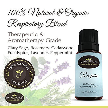 #1 Respiratory Essential Oil & Sinus Relief Blend - Supports Allergy Relief, Breathing, Congestion Relief, & Respiratory Function - 100% Organic Therapeutic & Aromatherapy Grade - 15Ml