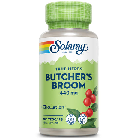 Solaray Butchers Broom 440 Mg | Healthy Circulation & Blood Vessel Integrity Support | Non-Gmo, Vegan & Lab Verified | 100 Vegcaps