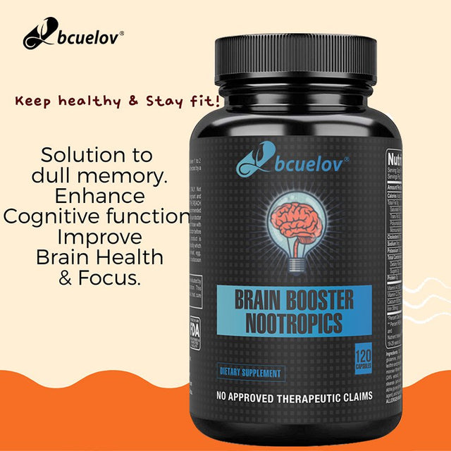 Super Nootropic Brain Booster Supplement - Enhance Focus, Boost Concentration & Improve Memory | Mind Enhancement with Ginkgo Biloba & St Johns Wort for Neuro Energy & IQ