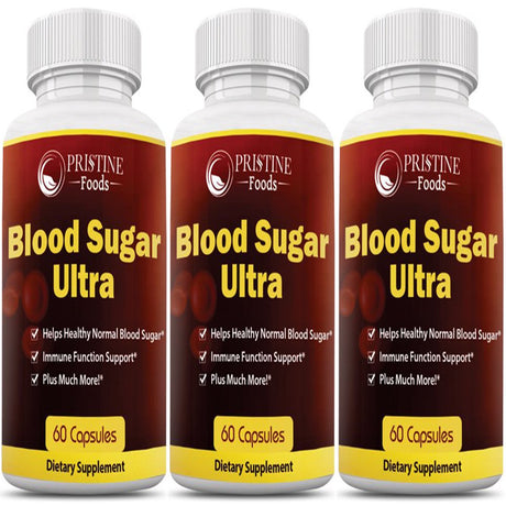 3 Pack Pristine Ultra Blood Sugar Support Supplement - Healthy Blood Sugar Vitamins, Immunity Wellness, Sugar Blocker Complex - 60 Capsules