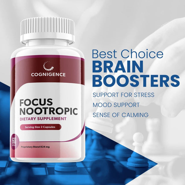 Cognigence - Focus Nootropic - Memory Booster Dietary Supplement for Focus, Memory, Clarity, & Energy - Optimal Mental Performance Extra Strength Premium Formula - 120 Capsules (2 Pack)