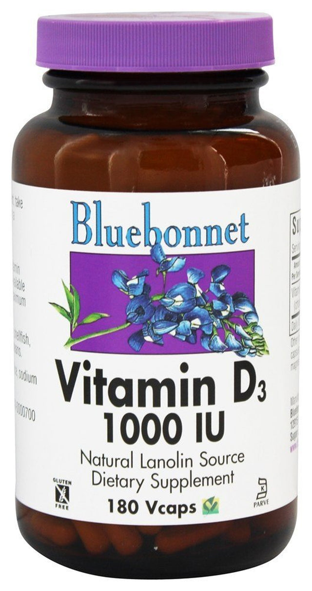 Bluebonnet Nutrition - Vitamin D3 1000 IU - 180 Vegetarian Capsules