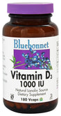 Bluebonnet Nutrition - Vitamin D3 1000 IU - 180 Vegetarian Capsules