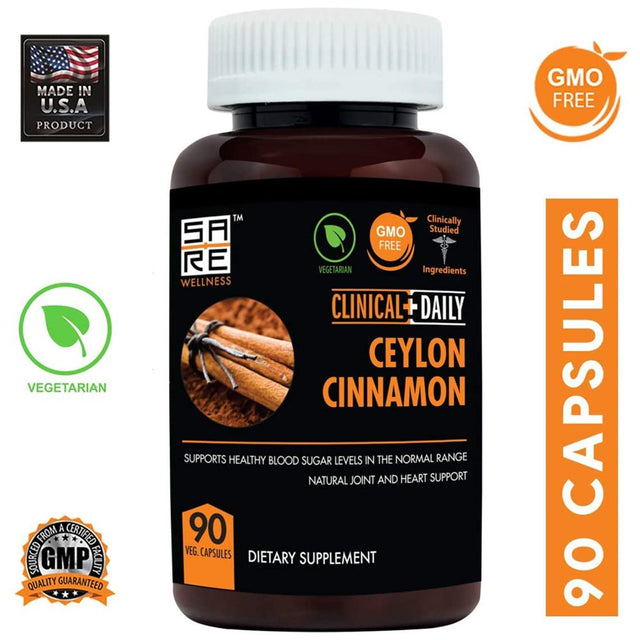 Clinical Daily Ceylon Cinnamon Bark Supplement 500Mg Blood Sugar Support 90 Capsules