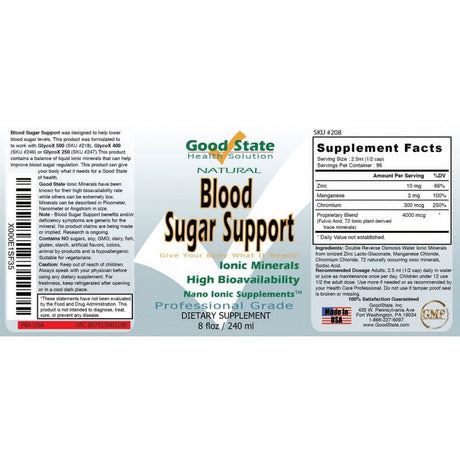 Good State Liquid Ionic Minerals - Blood Sugar Support - (96 Day Supply) (8 Fl Oz)