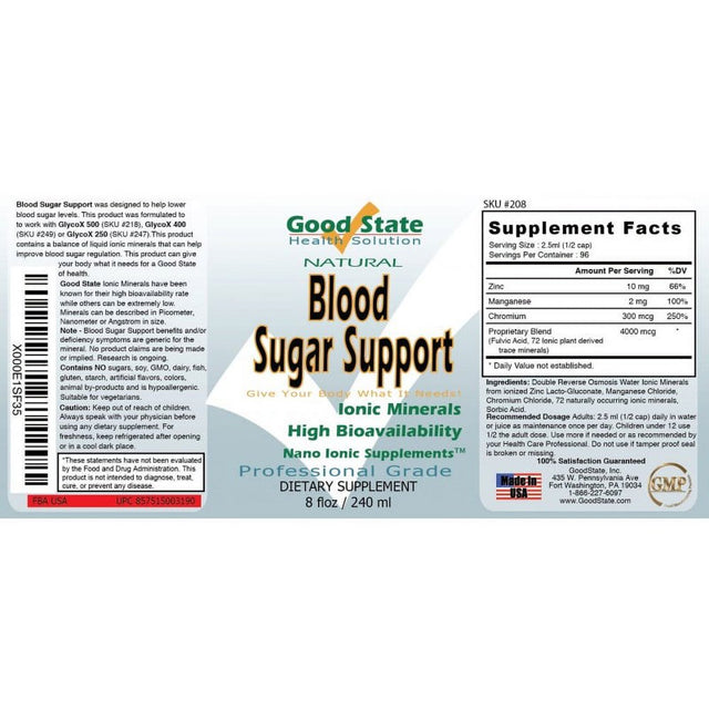 Good State Liquid Ionic Minerals - Blood Sugar Support - (96 Day Supply) (8 Fl Oz)