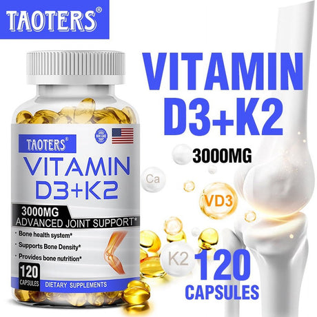 TAOTERS Vitamin K2 (MK7) with D3 Supplement to Support Joint, Bone, and Immune Health Non-Gmo Formula Easy-Swallow Vitamin D and K Complex.