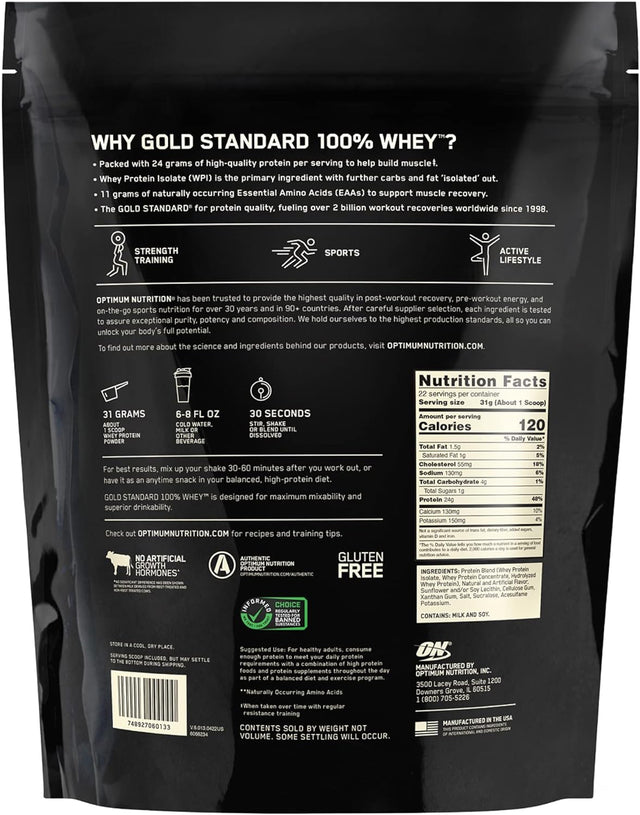 Optimum Nutrition Gold Standard 100% Whey Protein Powder, Vanilla Ice Cream, 1 Pound (Packaging May Vary)