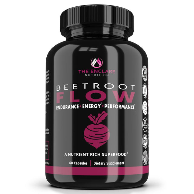 Organic Beet Root Capsules 1300Mg 60 Ct., Natural Nitric Oxide Booster, Beets Nitrate Supplement for Circulation, Heart Health, Energy, Blood Pressure, Athletic Performance Beetroot Flow