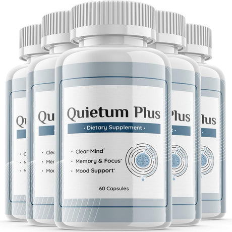 (5 Pack) Quietum plus - Dietary Supplement for Hearing - Tinnitus Support for Healthy Middle and Inner Ear Structures, Cognitive and Nootropic Support, Nerves and Blood Supply - 300 Capsules