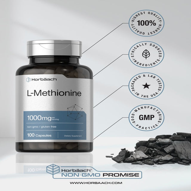 L Methionine 1000 Mg | 100 Capsules | Free Form Supplement | by Horbaach