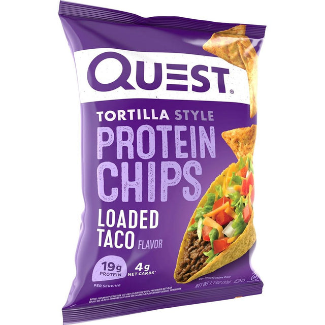 Quest Tortilla Style Protein Chips, Baked, 19G of Protein, Loaded Taco, 1.1Oz