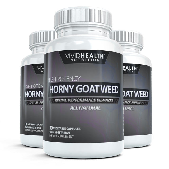 Horny Goat Weed: Highest Potency Performance & Libido Booster | Natural Vegan Supplement by Vivid Health Nutrition - 30 Capsules