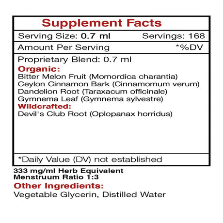 Blood Sugar Secret Alcohol-Free Extract, Tincture, Glycerite Bitter Melon, Cinnamon, Devil'S Club, Dandelion, Gymnema. Healthy Blood Sugar Support 2X4 Oz