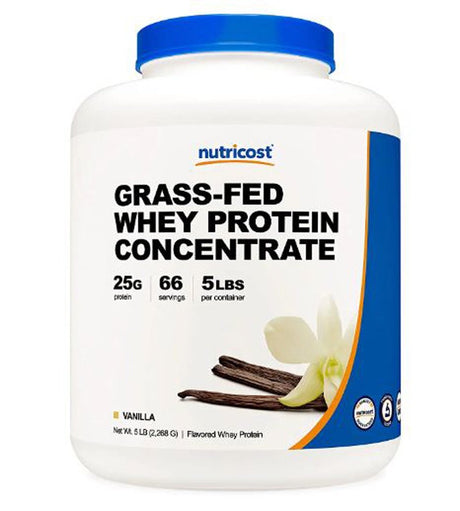 Nutricost Grass-Fed Whey Protein Concentrate Vanilla -- 5 Lbs
