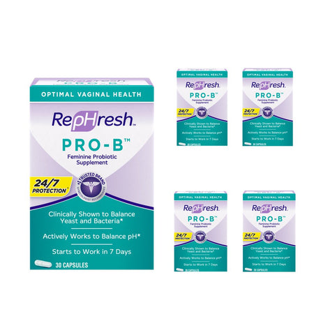 5 Pack - Rephresh Pro B Probiotic Feminine Supplement 30 Capsules