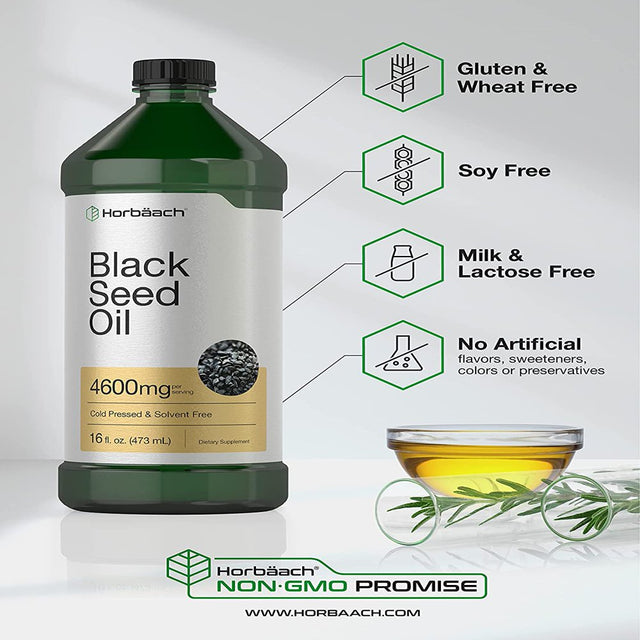 Black Seed Oil | 4600Mg | 16 Oz | Vegetarian Formula | by Horbaach