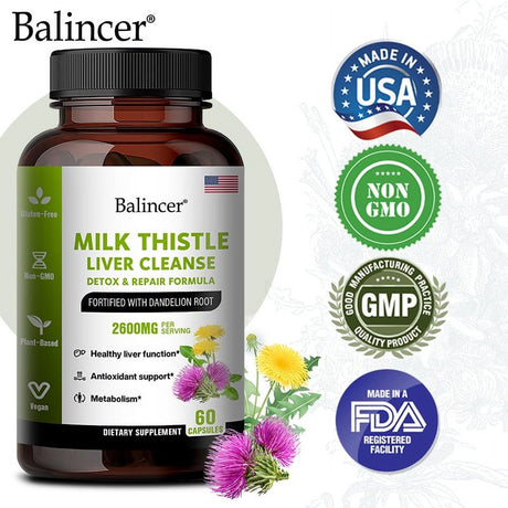 Balincer Liver Health Capsules – Liver Cleanse, Detox and Repair with Artichoke Extract, Milk Thistle, Dandelion Root, Zinc, Beetroot, Natural Nutrients