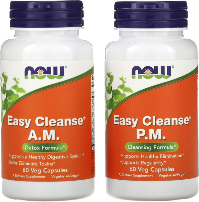 NOW Supplements, Easy Cleanse, AM/PM with Unique Blend of Specialized Herbs, Nutrients and Green Foods, 120 Veg Capsules