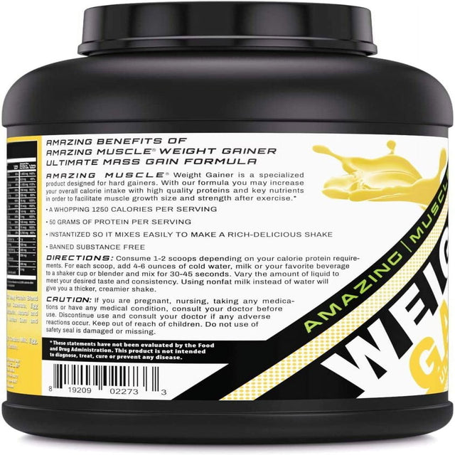 Amazing Muscle - Whey Protein Gainer - 6 Lb - Supports Lean Muscle Growth & Workout Recovery (Banana)