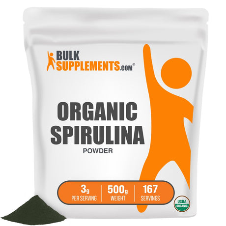 Bulksupplements.Com Organic Spirulina Powder, 3G - Superfood, Nutrient-Rich Powder (500G - 167 Servings)