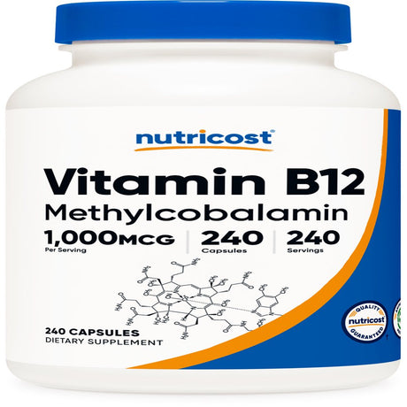 Nutricost Vitamin B12 (Methylcobalamin) 1000Mcg, 240 Capsules - Non-Gmo, Gluten Free