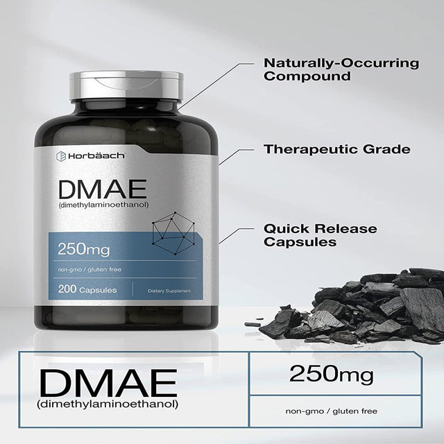 DMAE Supplement 250Mg | 200 Capsules | DMAE Bitartrate | by Horbaach