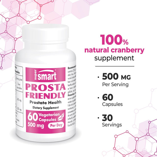 Supersmart - Prosta Friendly 500 Mg per Day - Bladder & Prostate Health Supplement - Cranberry Extract Formula | Non-Gmo & Gluten Free - 60 Vegetarian Capsules