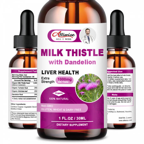 (2 Pack)Liver Health Support Liquid, 1000Mg Milk Thistle 80% Silymarin Extract & 250Mg Dandelion Root Extract, Liver Cleanse Detox & Repair Fatty Liver Formula, Vegan, Non-Gmo and All-Natural