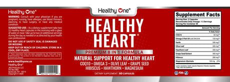 Healthy Heart Supplement | 8 All-Natural Ingredients | Helps Manage Wellness & Health | Improve Blood Flow (60)