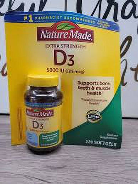 Nature Made Vitamin D3 5000 IU Ultra Strength Supports Immune Health, 90 Ct