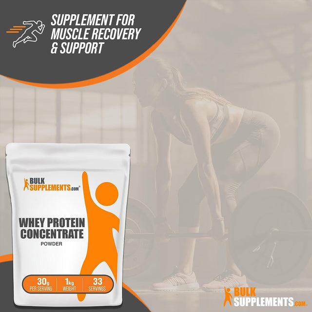 Bulksupplements.Com Whey Protein Concentrate - Whey Protein Powder - Protein Powder Unflavored - Low Calorie Protein Powder - Protein Powder for Muscle Gain (1 Kilogram - 2.2 Lbs)