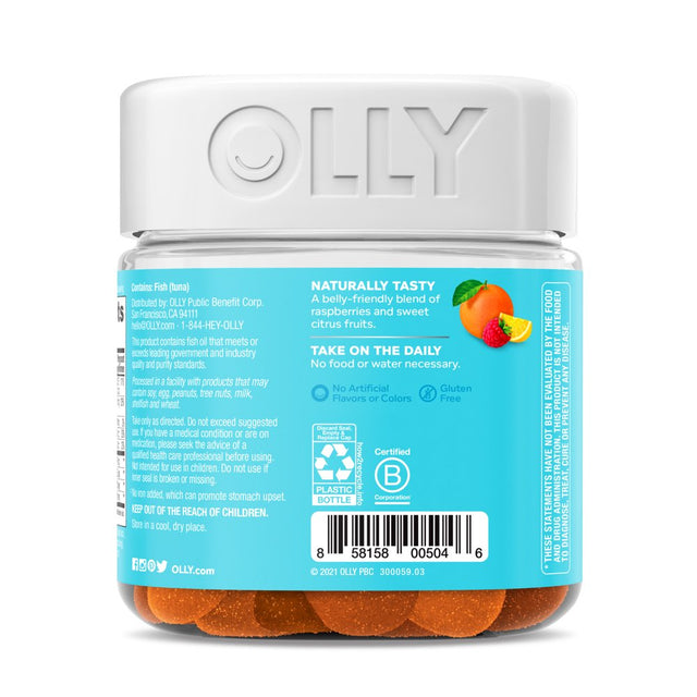 OLLY Prenatal Multivitamin Gummy for Women, Folic Acid, Vitamin D, Omega 3 DHA, 60 Ct