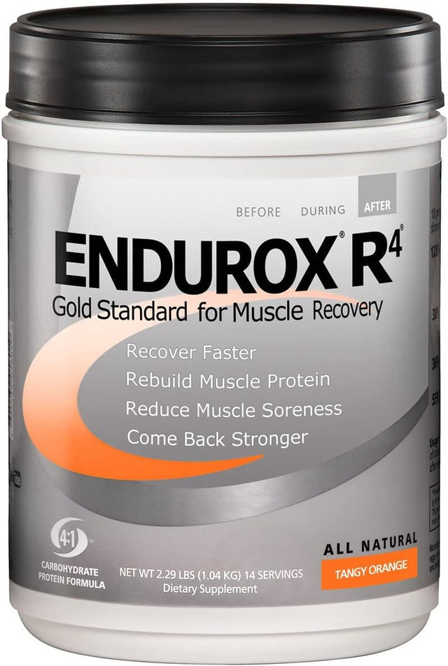 Pacifichealth Endurox R4, Post Workout Recovery Drink Mix with Protein, Carbs, Electrolytes and Antioxidants for Superior Muscle Recovery, Net Wt. 2.29 Lb, 14 Serving (Tangy Orange)