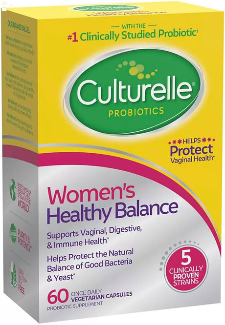 Culturelle Women’S Healthy Balance Daily Probiotics for Women - Supports Digestive, Vaginal and Immune Health, Occasional Diarrhea, Gas & Bloating - Non-Gmo 60Ct