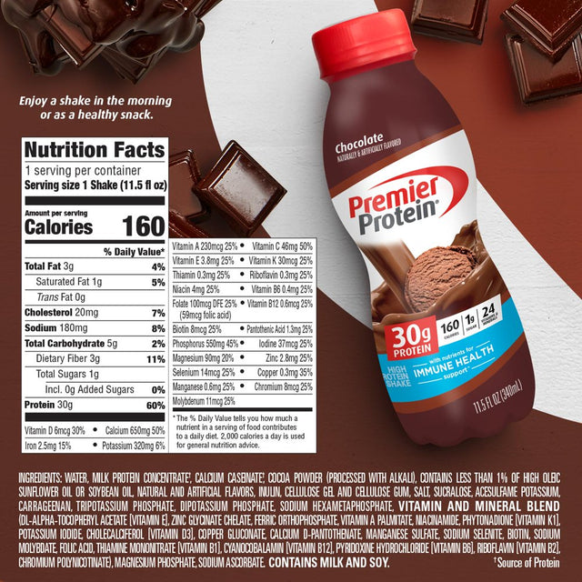 Premier Protein Shake, Chocolate, 30G Protein, 11.5 Fl Oz, 12 Ct