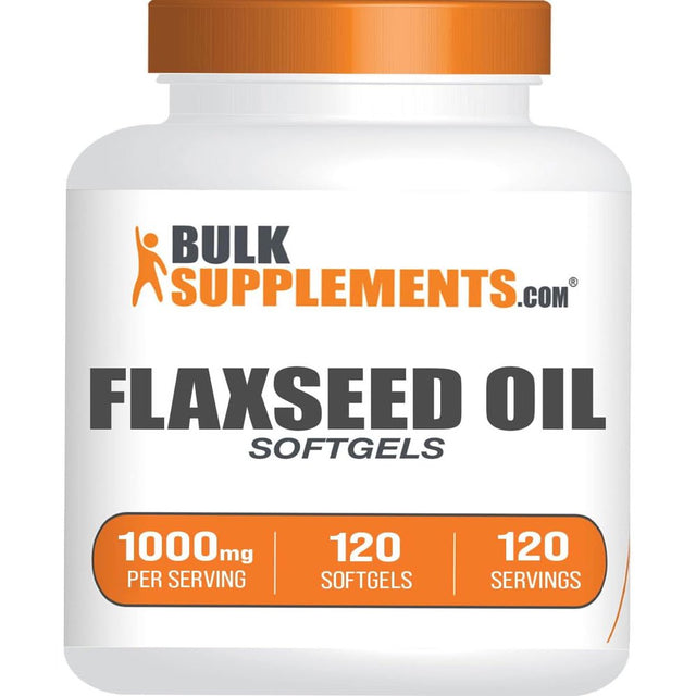 Bulksupplements.Com Flaxseed Oil Softgels, 1000Mg - Heart Health Supplements (120 Softgels - 120 Serv)