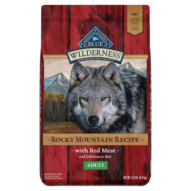 Blue Buffalo Wilderness Rocky Mountain Recipe High Protein Red Meat Dry Dog Food for Adult Dogs, Grain-Free, 22 Lb. Bag